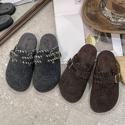 Damen Filz-Clogs Schnalle Warm Kuschelig