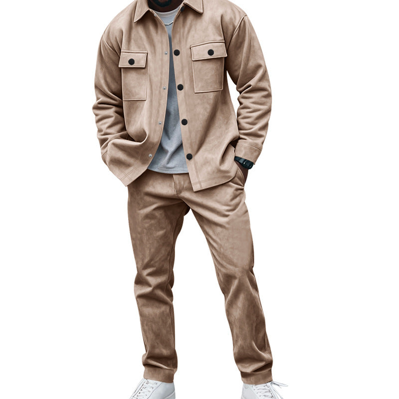 Herren Hemd-Hose-Set Weich Komfortabel Mit Taschen