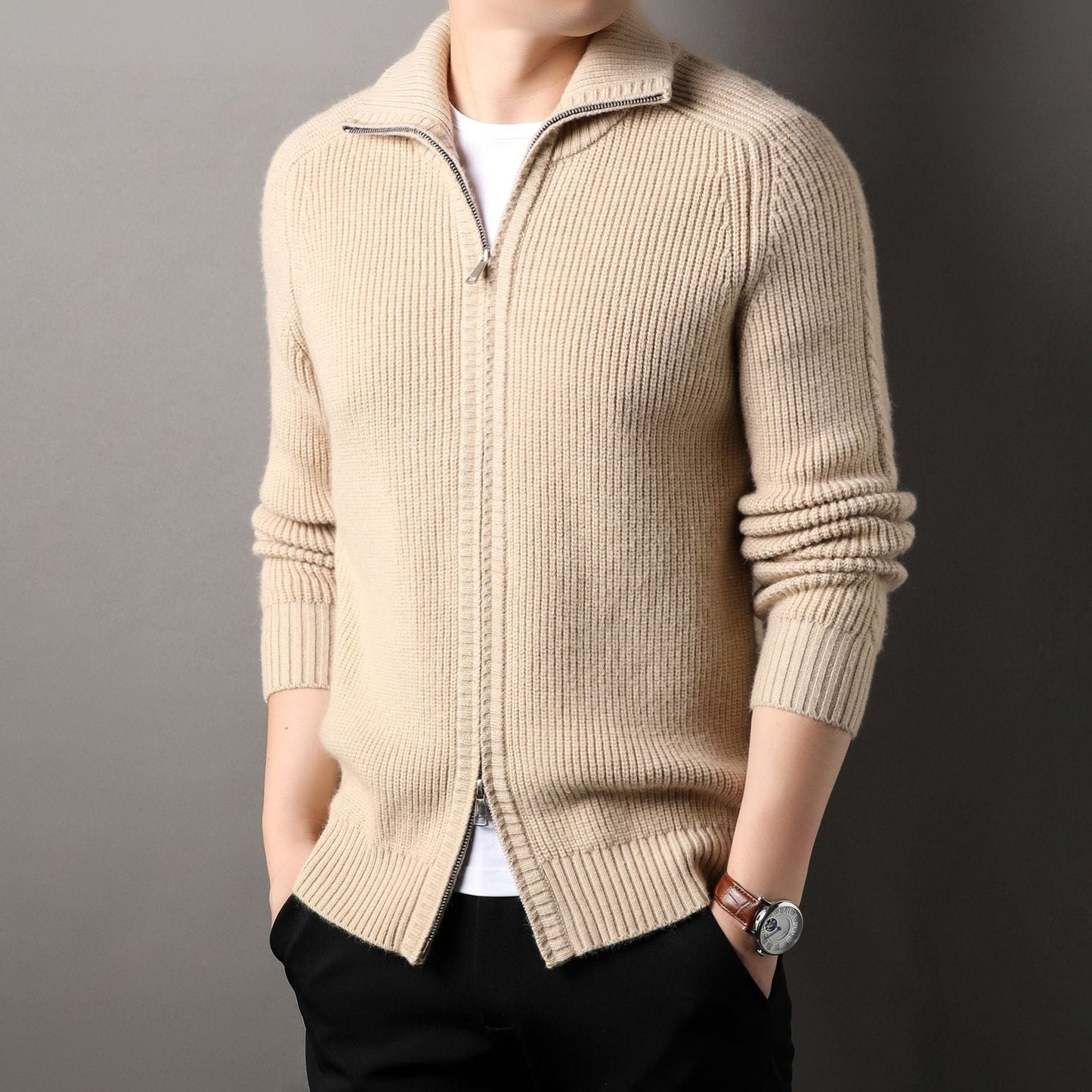 Herren Pullover Stehkragen Modern Wolle Qualität