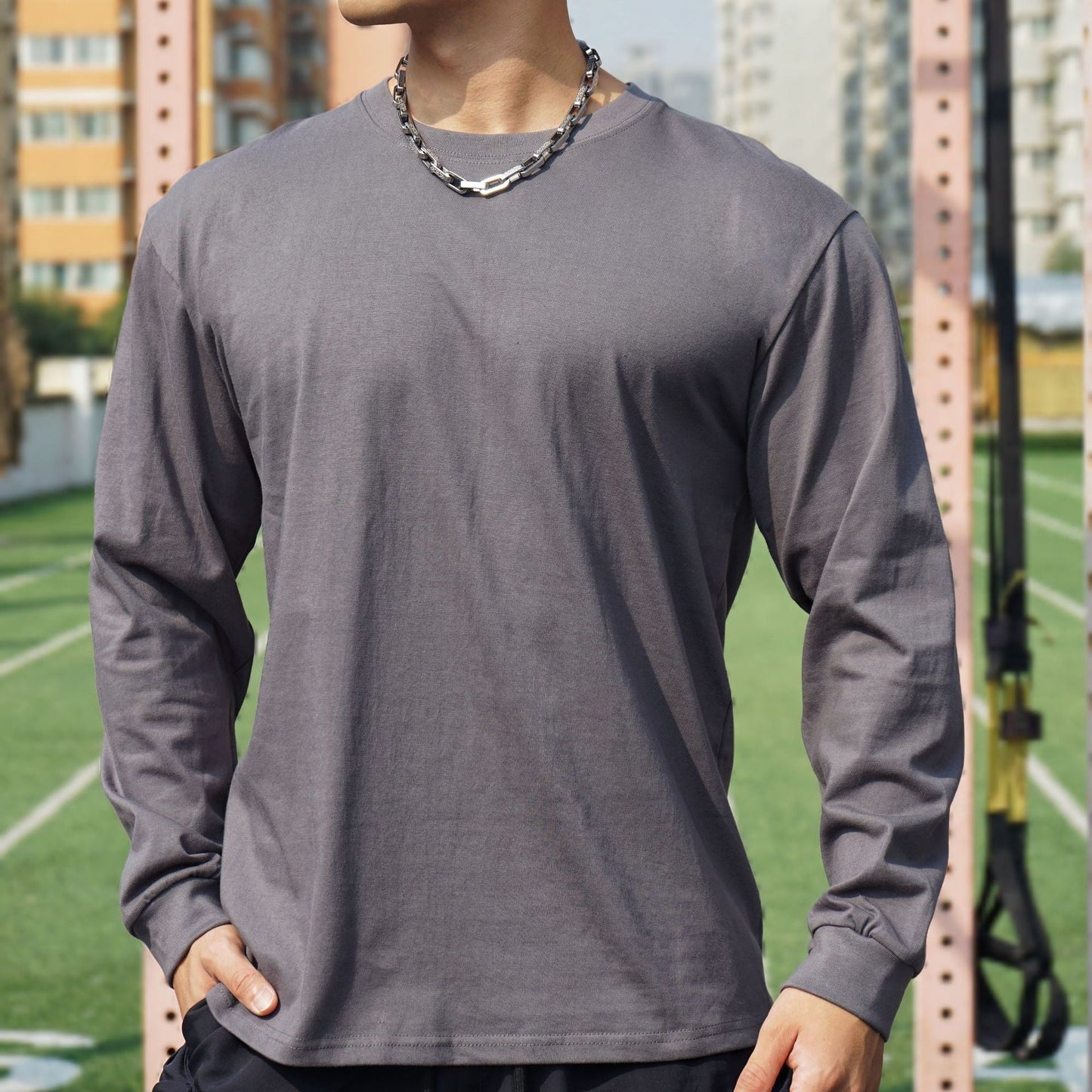 Herren Langarmshirt atmungsaktiv Hochwertig Baumwolle Casual