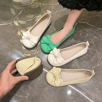 Damen Ballerinas Flach Schleifen Detail Elegant
