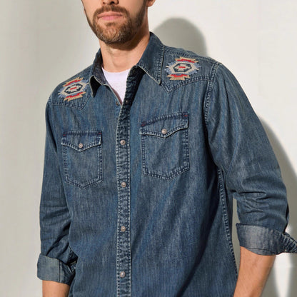 Herren Jeanshemden mit Stickdesign Modern Berlin Style