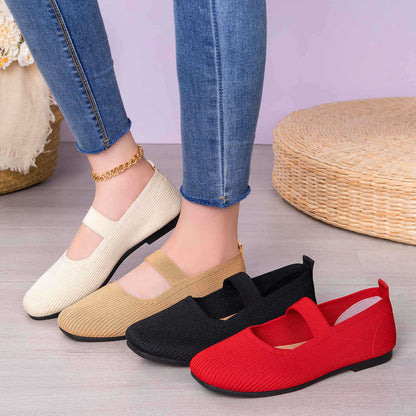 Damen Ballerinas Bequem Flexibel mit Verstellbarem Riemen