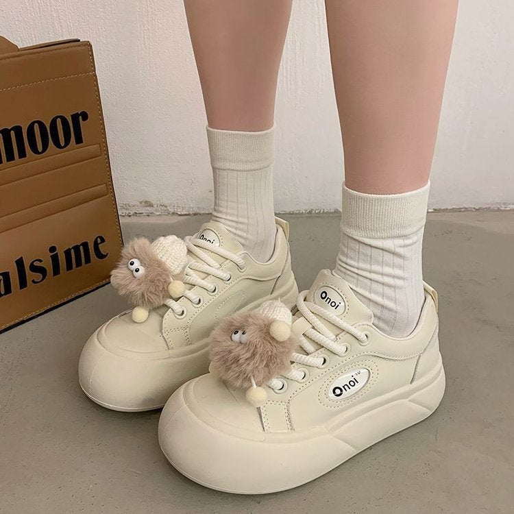 Damen Sneaker Bequem Pompons Schuhe Sportlich