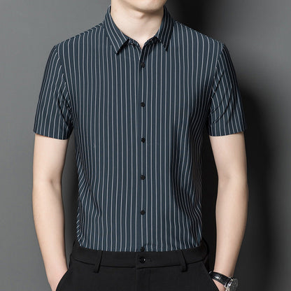 Herren Kurzarmhemd Streifen Elegant Slim Fit
