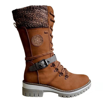Damen Winterstiefel Warm gefüttert Schnürstiefel Trend
