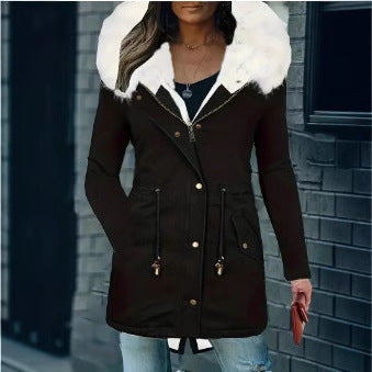Damen Winterjacke Gefüttert Warm mit Abnehmbarer Kapuze - BerlinGlamour