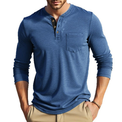 Herren Langarmshirt Modern Knopf Detail Elegante Optik