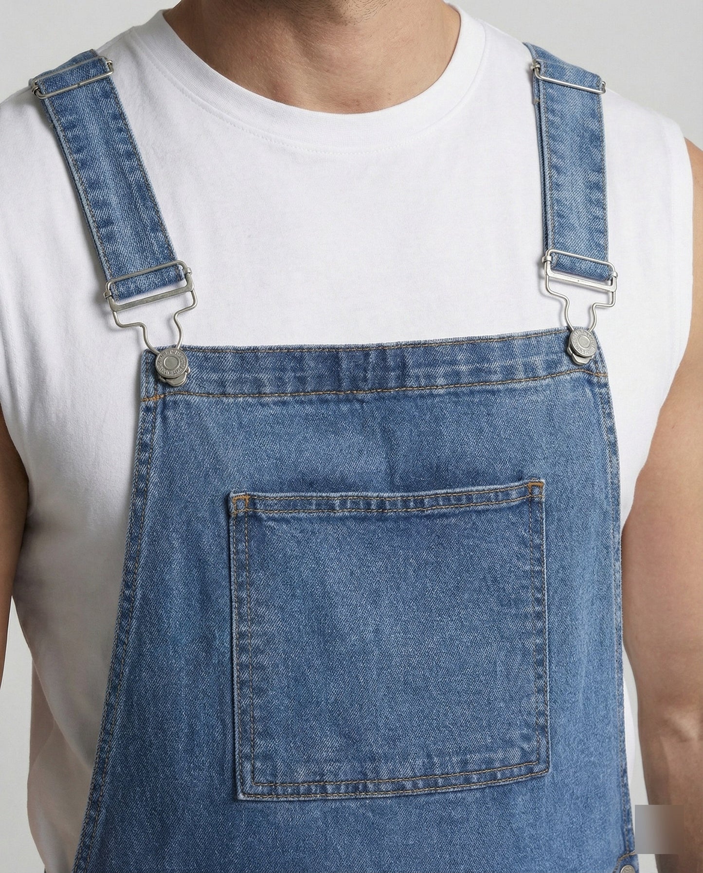 Herren Shorts Denim Latzshorts Mit Taschen