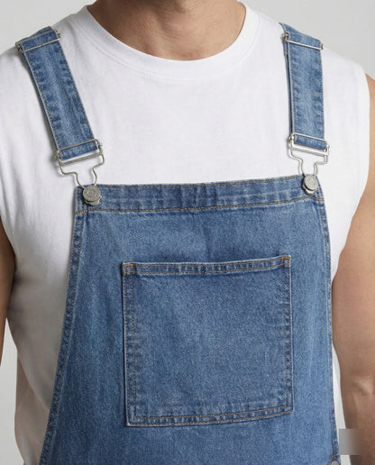 Herren Shorts Denim Latzshorts Mit Taschen