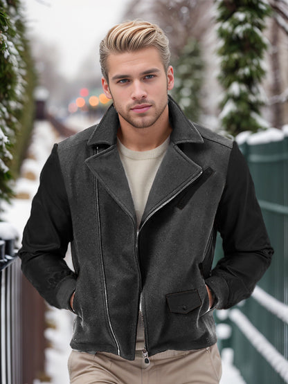 Leder Bikerjacke Herren mit Taschen Modern Schnitt