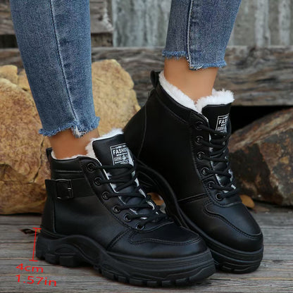 Damen Schnürstiefel Warmfleece Rutschfest Winter