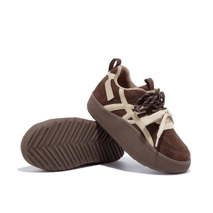 Damen Sneaker Hochplateau Sportlich Schnüren