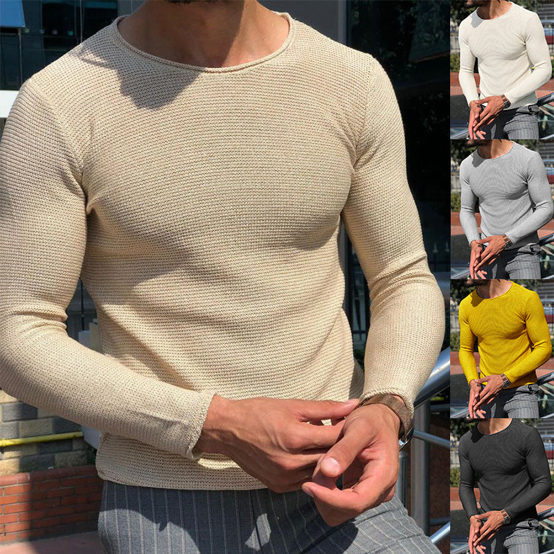 Herren Langarm T-Shirt Strukturiert Trendig Modern - BerlinGlamour