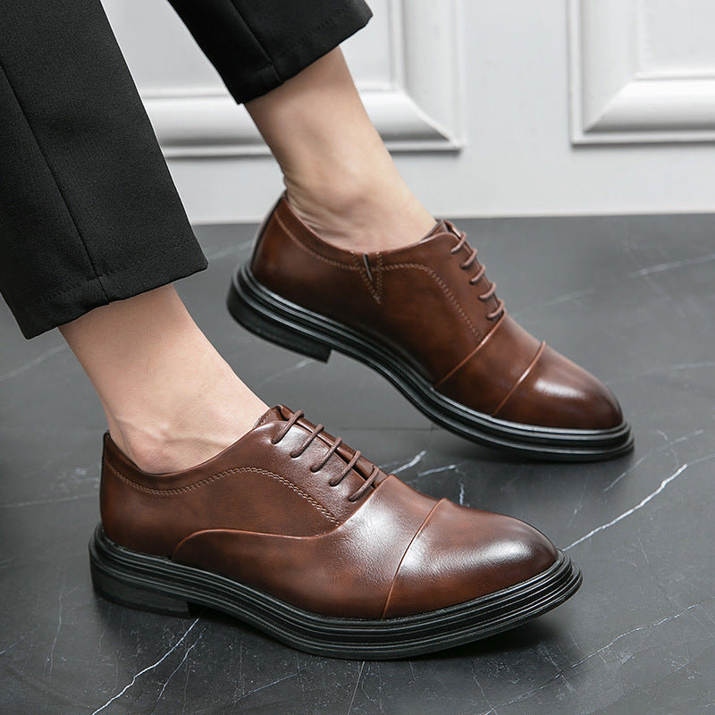 Elegante Damen Schnürschuhe Leder Schwarz Höhe Schuhe - BerlinGlamour