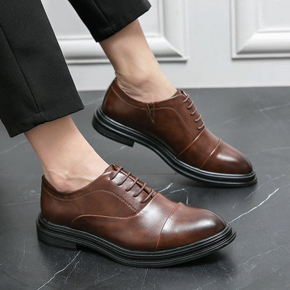 Elegante Damen Schnürschuhe Leder Schwarz Höhe Schuhe - BerlinGlamour