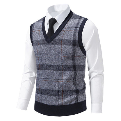 Herren Strickweste Karomuster Modern Trendy
