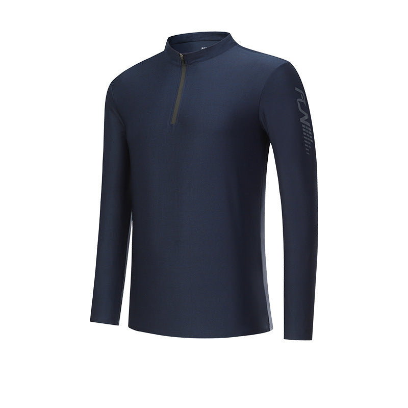 Herren Sportshirt Funktionsshirt Stehkragen Reißverschluss Modern