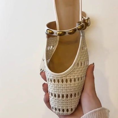 Damen Pantoletten Atmungsaktiv Elegante Riemchen-Design