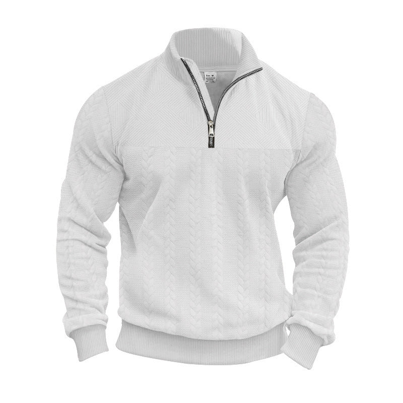 Herren Pullover Struktur Optik Halbzipp