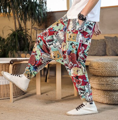 Herren Haremshose Bunt Elastisch Bequem