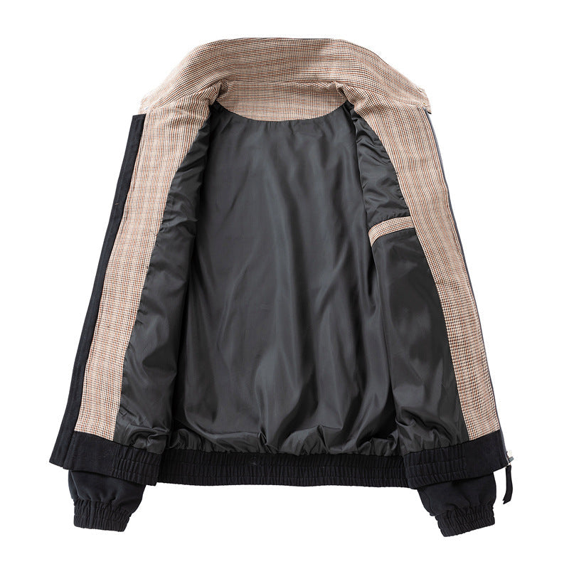 Herren Steppjacke Twill Reißverschluss Korkenzieher Modern