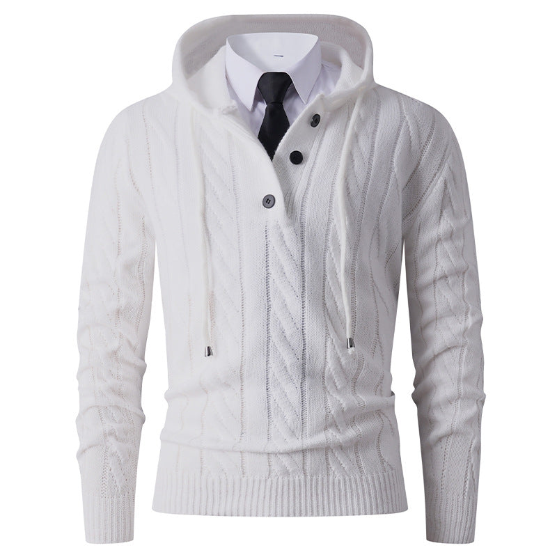 Herren Strickjacke Kapuze Zopfmuster Modern