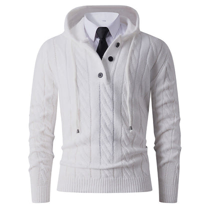 Herren Strickjacke Kapuze Zopfmuster Modern