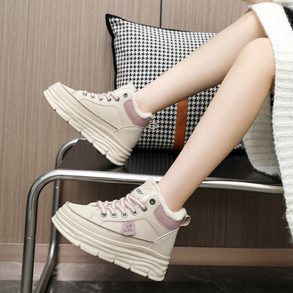 Damen Sneaker Winter Warm Fleece Innensohle High-Top Schuhe