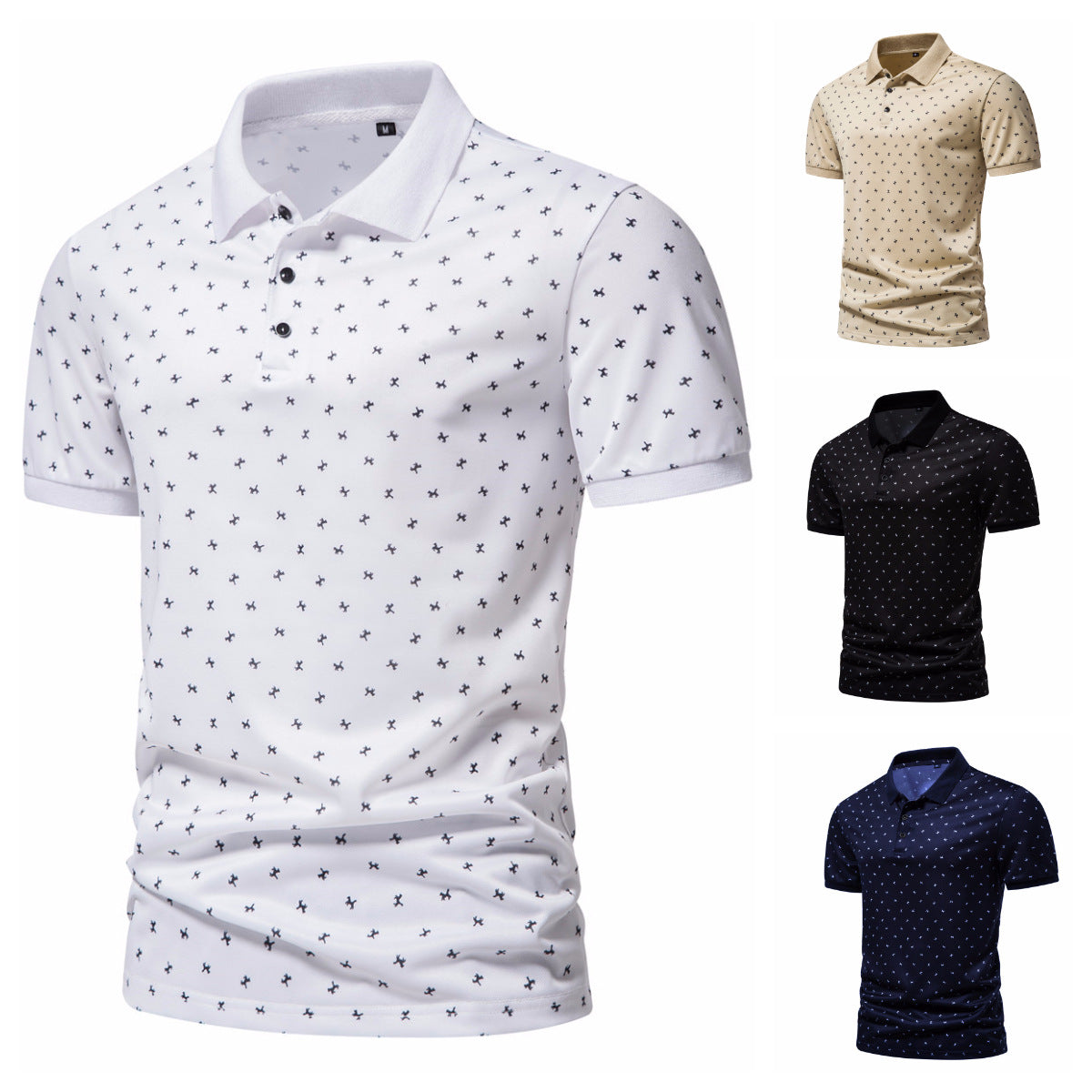 Herren Poloshirt Modern Atmungsaktiv mit Muster