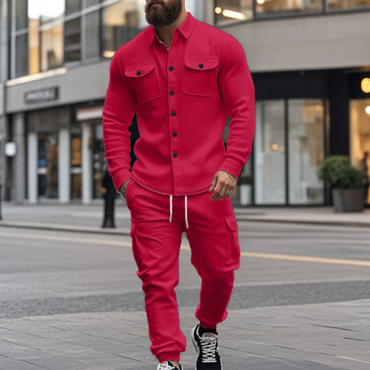 Herren Cargo-Hose modisch mit Langarm-Shirt Trendy