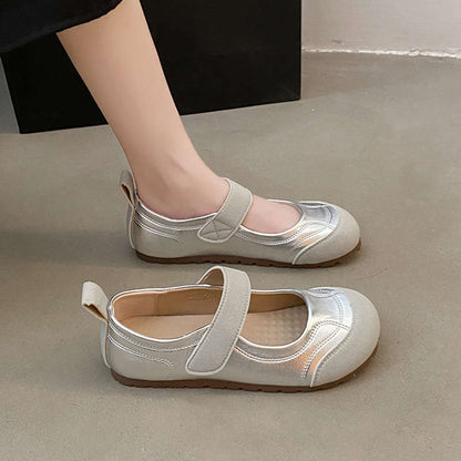 Damen Ballerinas Komfortabel Klettverschluss Elegante Schuhe