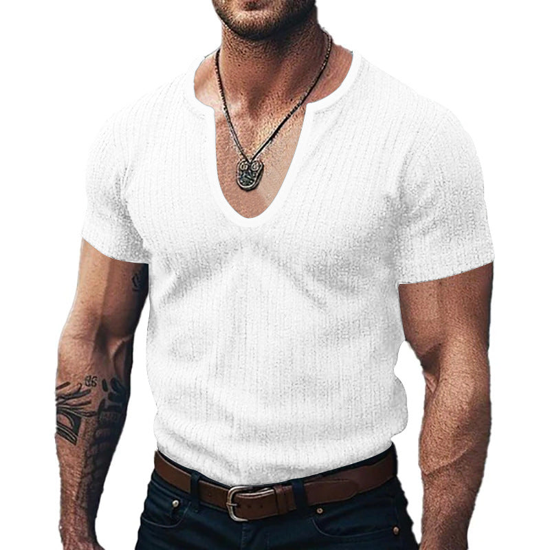 Herren Pulli Kurzarm V-Ausschnitt Modern Casual