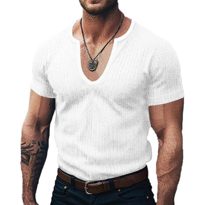 Herren Pulli Kurzarm V-Ausschnitt Modern Casual