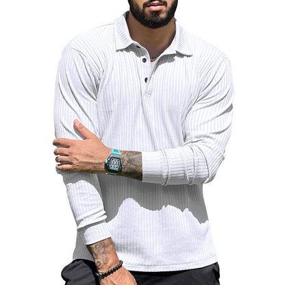 Herren Polohemd Langarm Rippstruktur Modern Sportlich