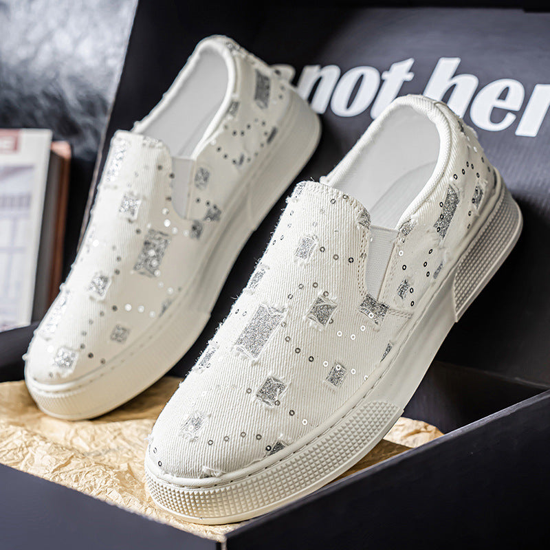 Damen Sneaker Glitzer Slip-On Schuhe Elegante Mode