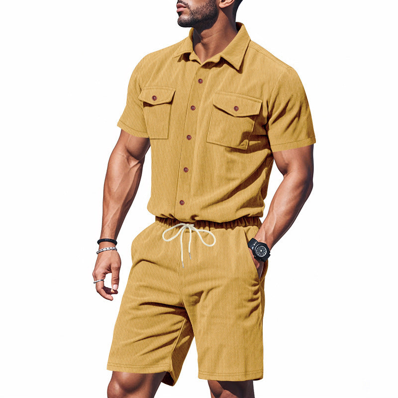 Herren Sommer Set Kurzarmhemd und Shorts Baumwolle
