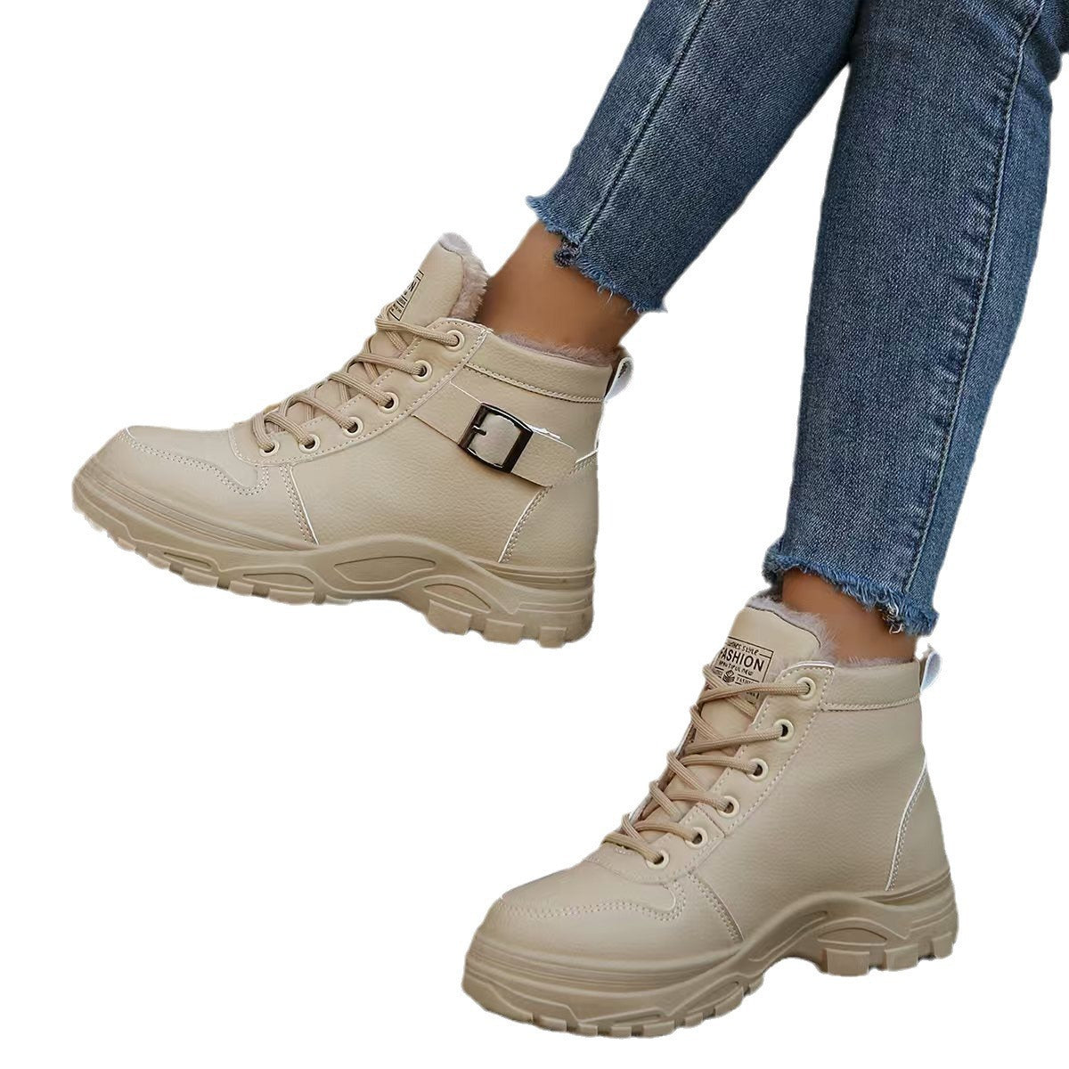 Damen Schnürstiefel Warmfleece Rutschfest Winter