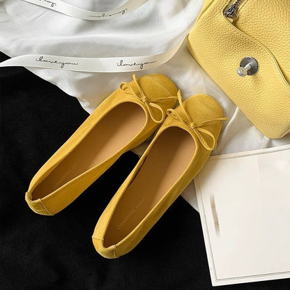 Damen Ballerinas Elegante Schleife Glanzleder - BerlinGlamour