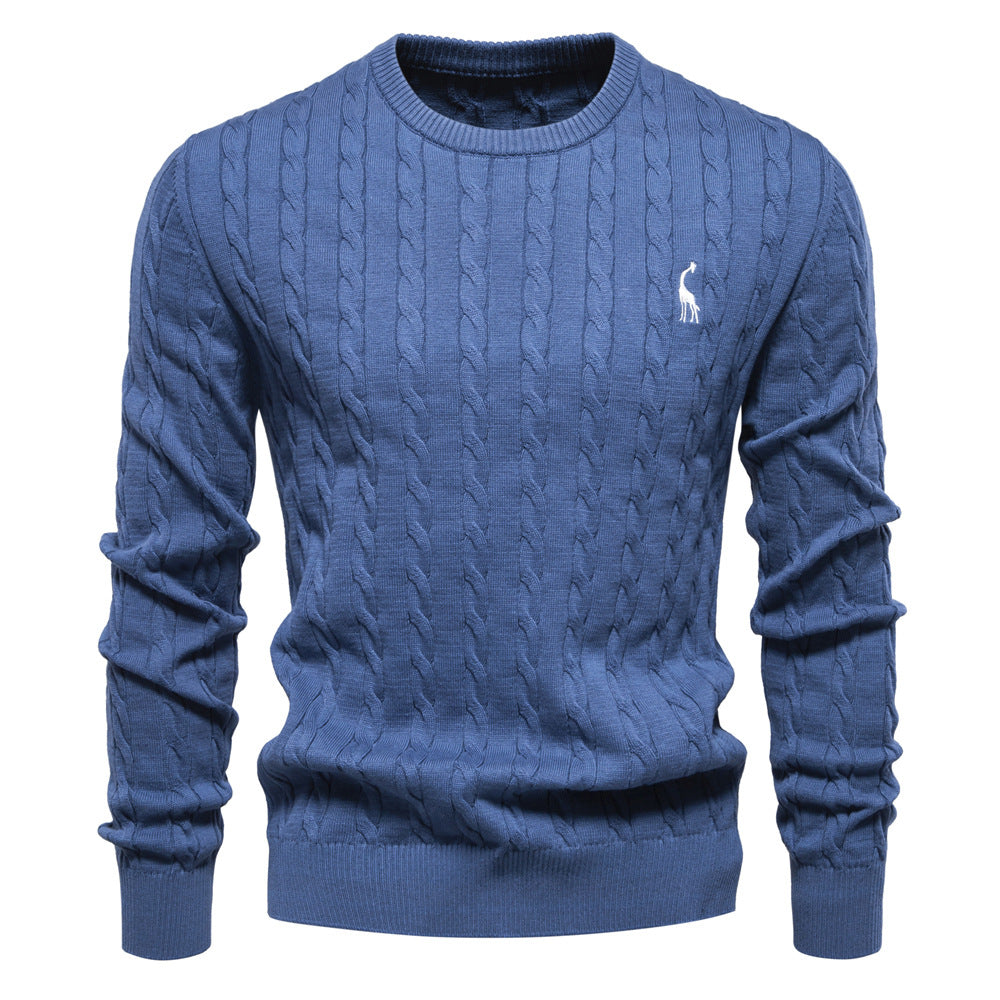 Herren Strickpullover Zopfmuster Rundhals Modern
