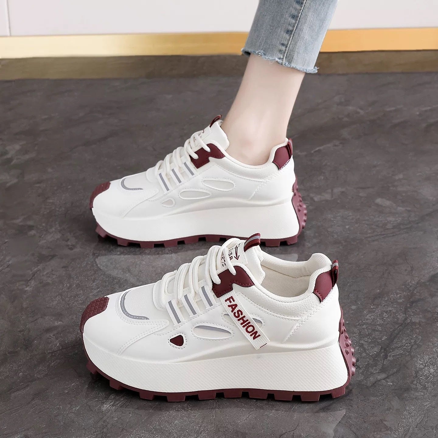 Damen Sneaker Bequem Chunky Laufschuhe Rutschfest