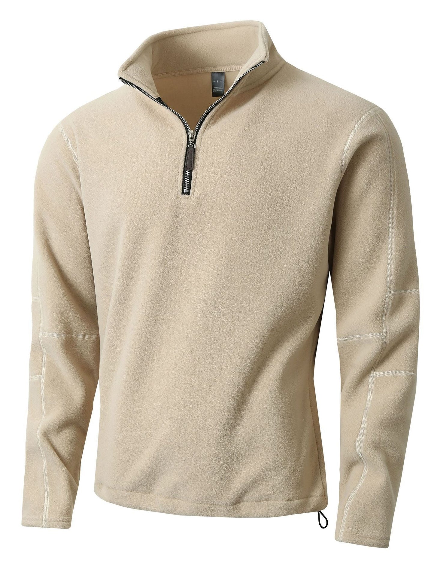 Herren Fleece Pullover Lang Reißverschluss Stehkragen Warm