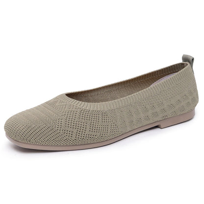 Damen Ballerinas Atmungsaktiv Strick Bequem Elegant