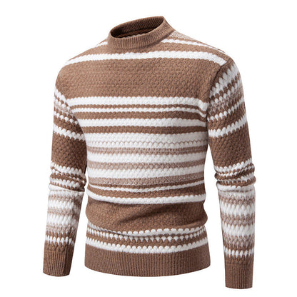 Herren Strickpullover Gestreift Weich Hochkragen