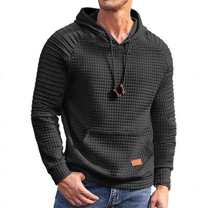 Herren Kapuzenpullover Lässig Strukturiert Grau - BerlinGlamour