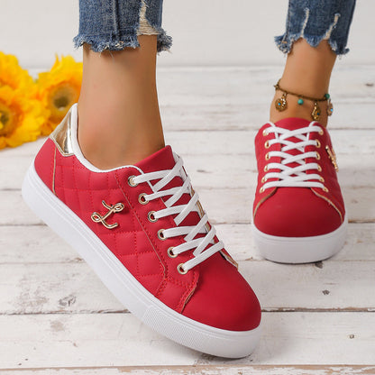 Damen Sneaker Trendy Stepp Optik Mittelhohes Modell