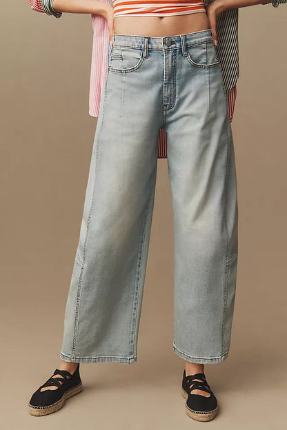 Damen Jeans Cropped Weite Bequem Lässig