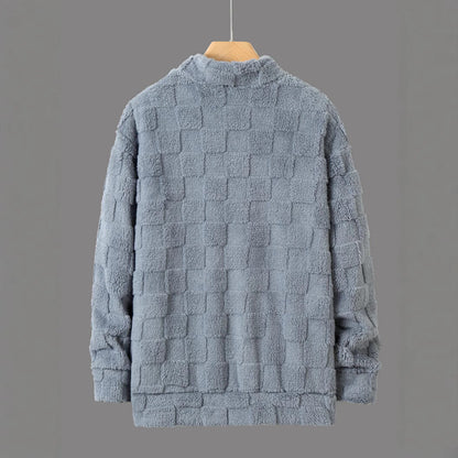 Herren Fleece-Pullover Reißverschluss Strukturiert Warm
