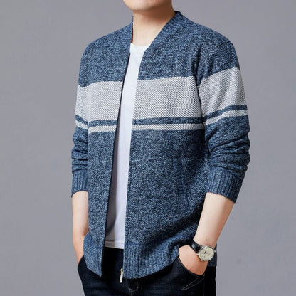Herren Strickjacke Modern Mit Reißverschluss Und Struktur Optik
