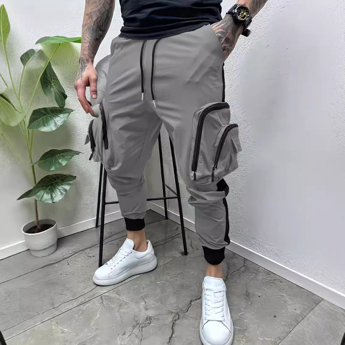 Herren Joggerhose Cargo Bequem Mit Taschen